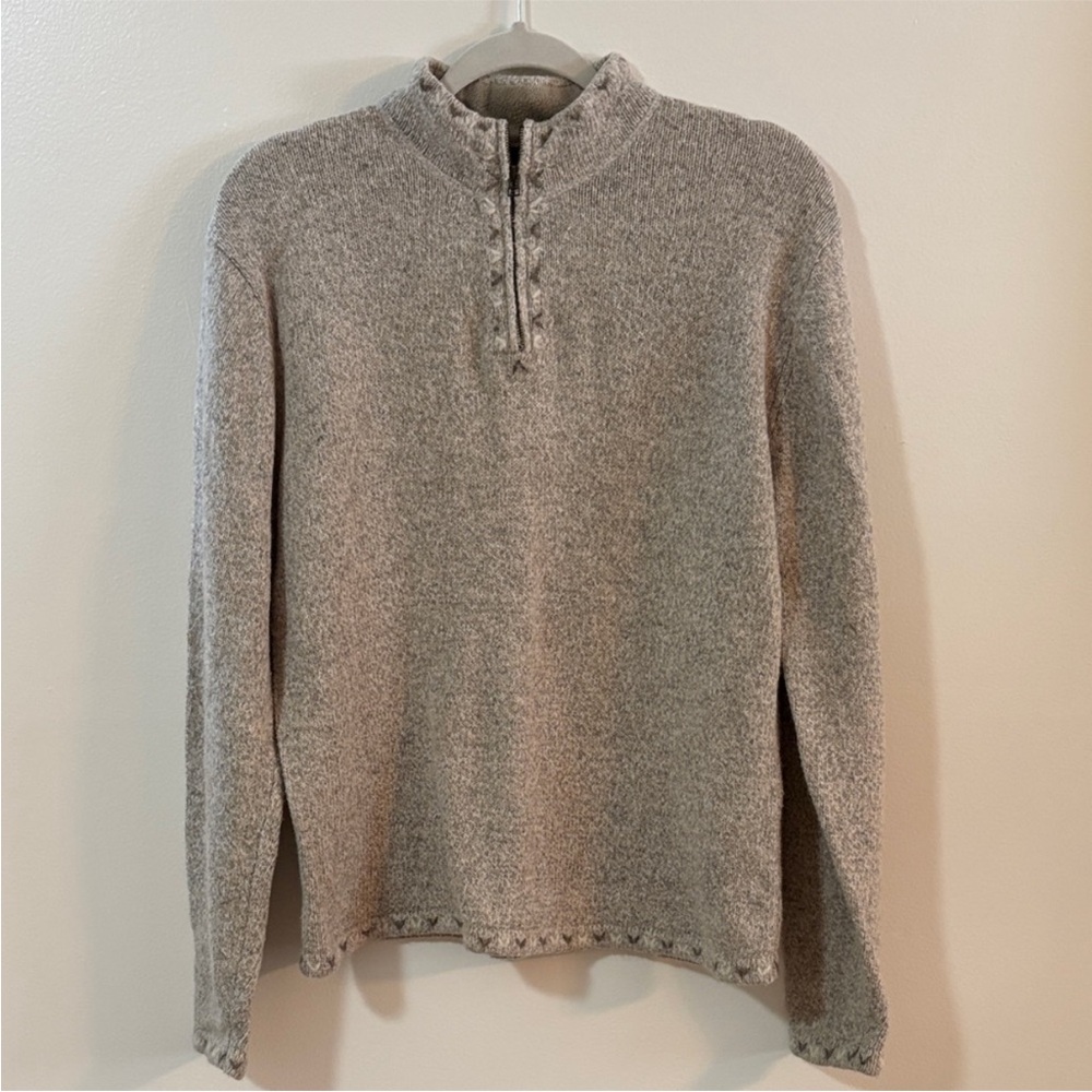 Woolrich Vintage Wool Blend Quarter Zip Sweater Size L Embroidered